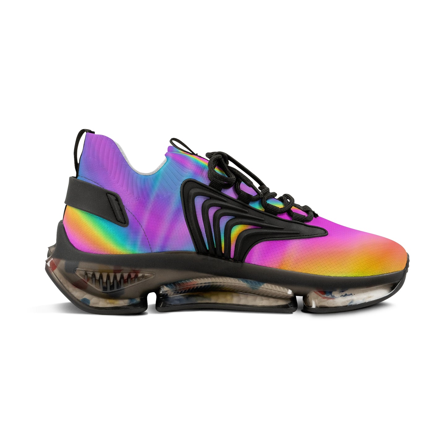Rainbow Gradient Mesh Sneakers — Men’s Lightweight Athletic Shoes