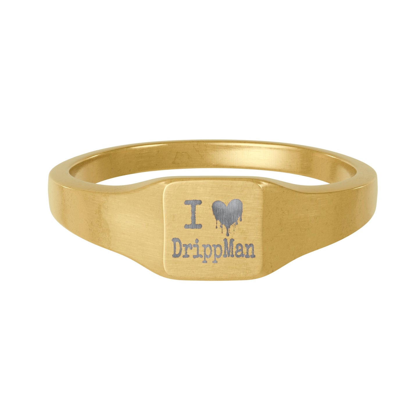 Gold Stainless Steel Square Signet Ring — Custom Engraved “I DrippMan”