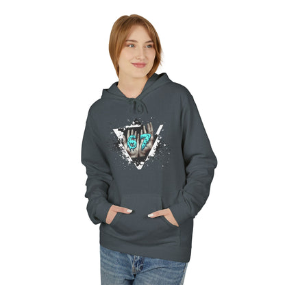 Blue Heart Splash Hoodie — Teal Grunge Heart Graphic Hoodie