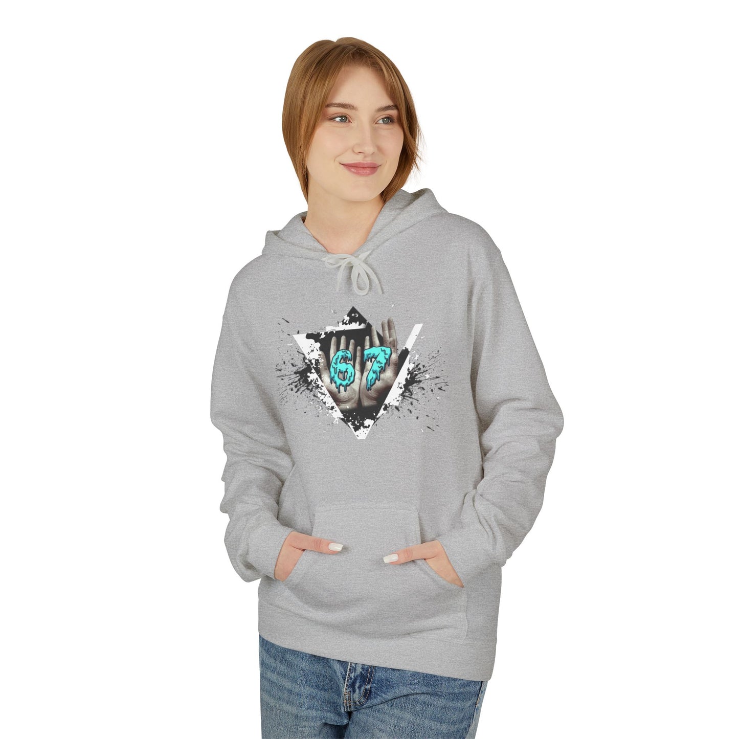 Blue Heart Splash Hoodie — Teal Grunge Heart Graphic Hoodie