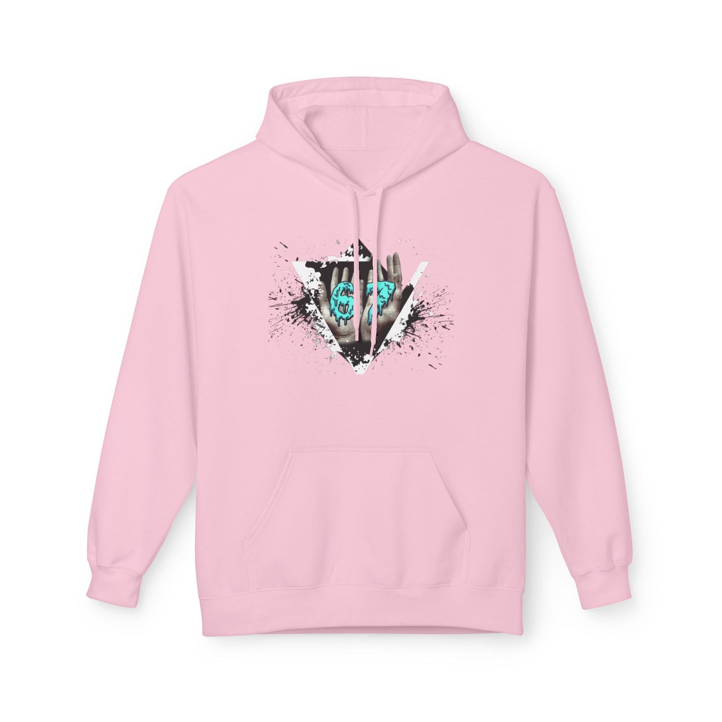 Blue Heart Splash Hoodie — Teal Grunge Heart Graphic Hoodie