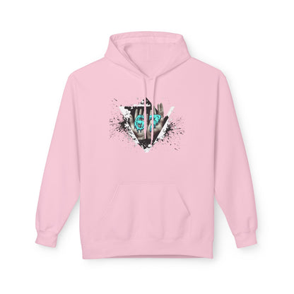 Blue Heart Splash Hoodie — Teal Grunge Heart Graphic Hoodie