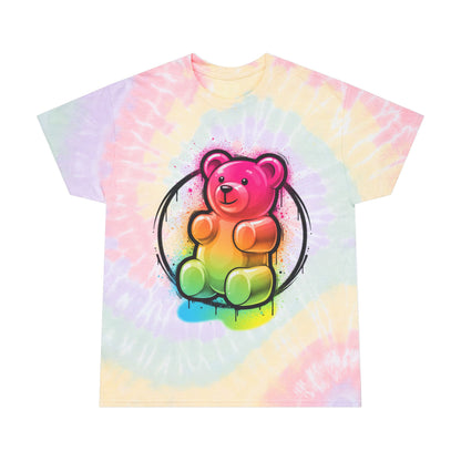 Tie-Dye T-Shirt with Rainbow Gummy Bear Spiral — Pastel Spiral Tee