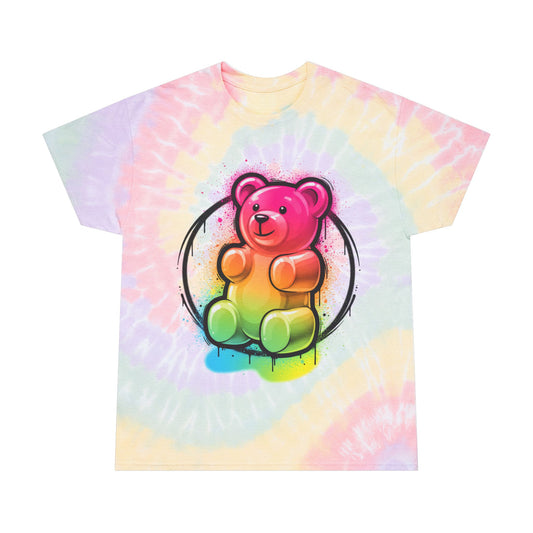 Tie-Dye T-Shirt with Rainbow Gummy Bear Spiral — Pastel Spiral Tee