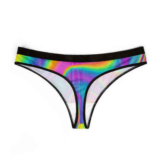 Rainbow Tie-Dye "DrippGang" Women's Thong — Colorful AOP Lingerie
