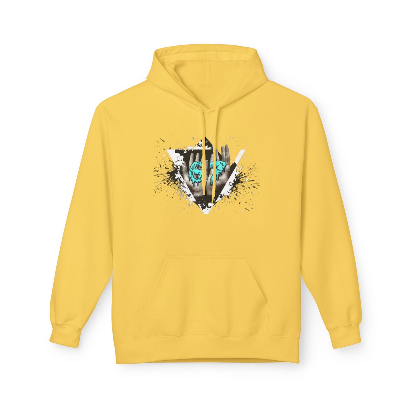 Blue Heart Splash Hoodie — Teal Grunge Heart Graphic Hoodie