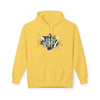 Blue Heart Splash Hoodie — Teal Grunge Heart Graphic Hoodie