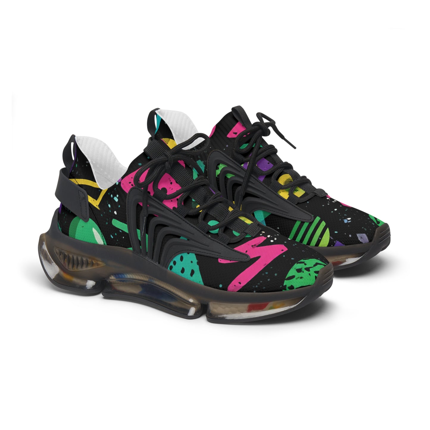 Retro Neon Mesh Sneakers — Women's Colorful Athletic Shoes