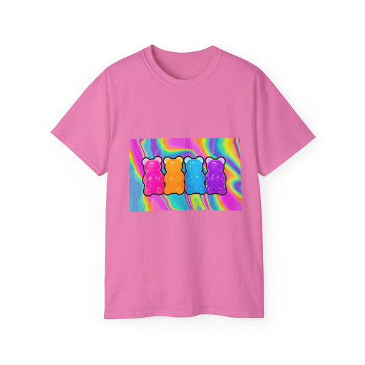 Psychedelic Gummy Bears Tee — Colorful Retro Candy Graphic T-Shirt