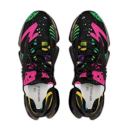 Men's Mesh Sneakers — Retro Neon Abstract Athletic Shoes