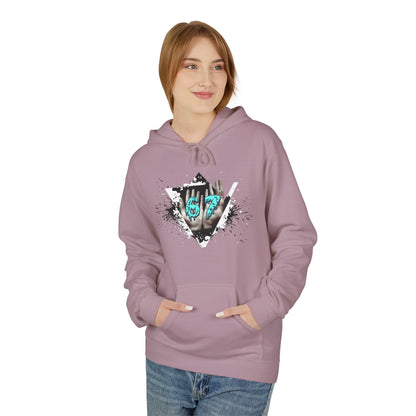 Blue Heart Splash Hoodie — Teal Grunge Heart Graphic Hoodie