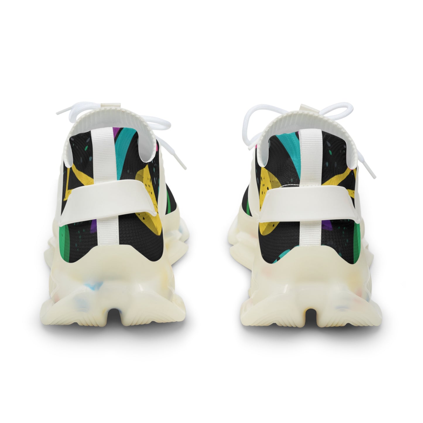 Men's Mesh Sneakers — Retro Neon Abstract Athletic Shoes