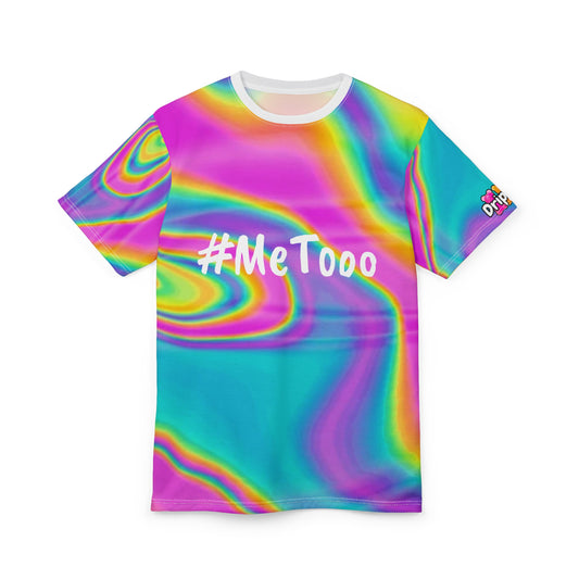 #MeToo Psychedelic Tee — Rainbow Swirl AOP Statement Shirt