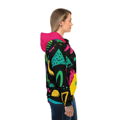 Retro 90s Pattern Athletic Hoodie — Colorful Geometric All-Over Print