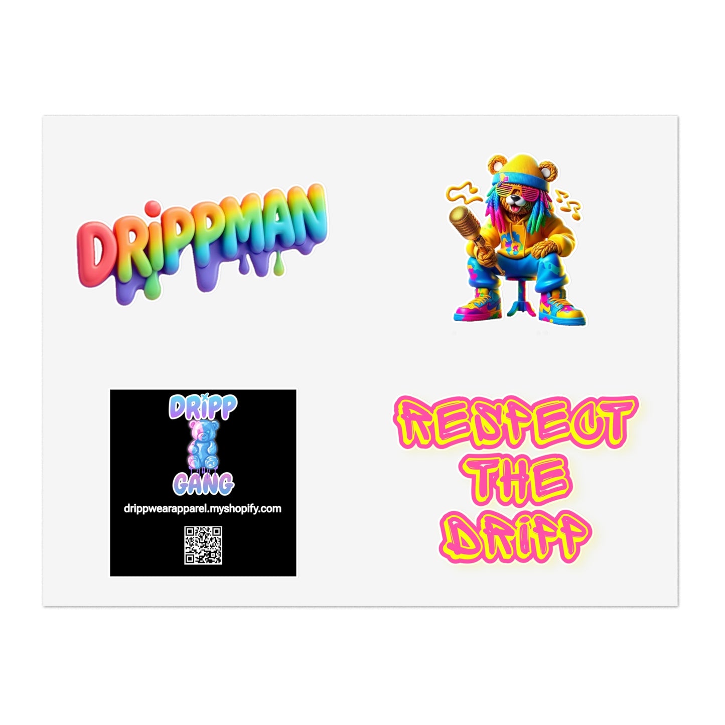 Streetwear Drip Sticker Sheets — "Drippman" & "Respect the Dripp" Vinyl Decals
