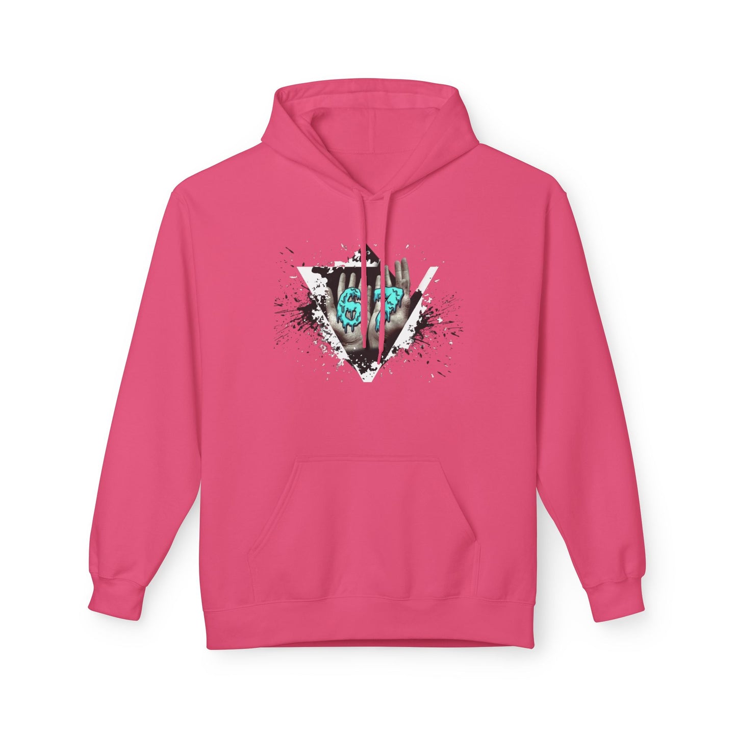 Blue Heart Splash Hoodie — Teal Grunge Heart Graphic Hoodie