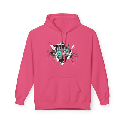 Blue Heart Splash Hoodie — Teal Grunge Heart Graphic Hoodie