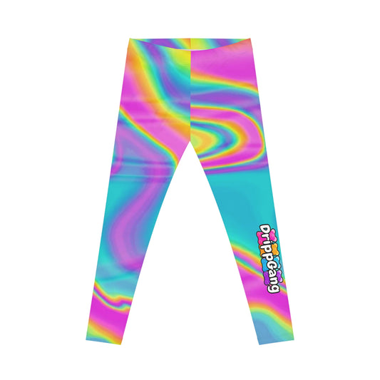 Psychedelic Rainbow Tie-Dye Leggings — Colorful All-Over Print