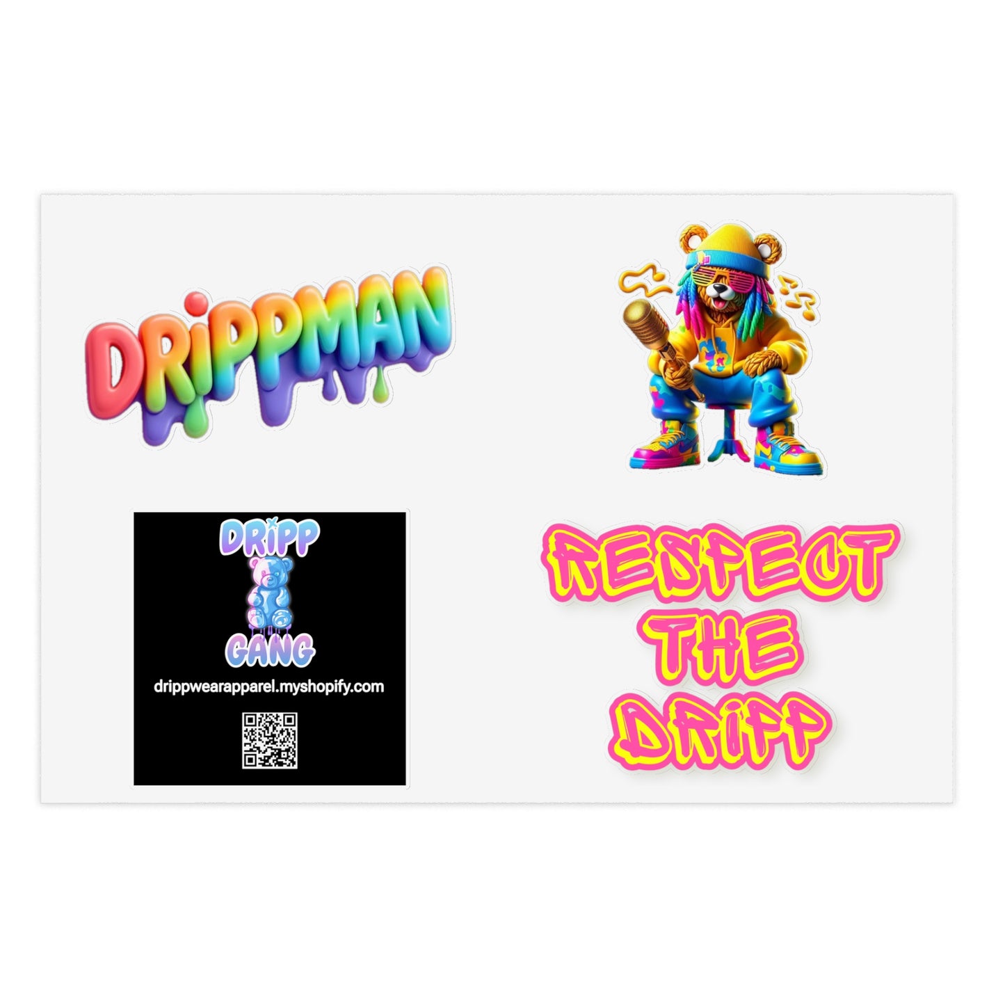 Streetwear Drip Sticker Sheets — "Drippman" & "Respect the Dripp" Vinyl Decals
