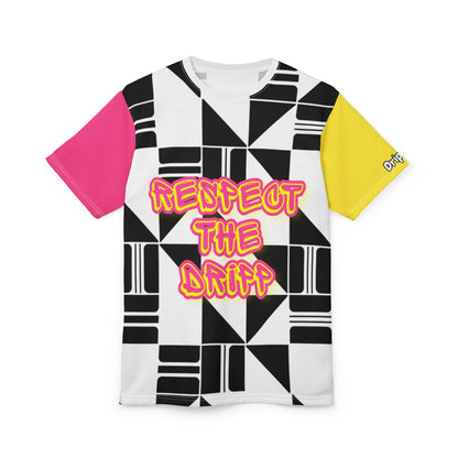 Pink and Yellow Respect The Dripp Tee — Colorful Streetwear Graphic T-Shirt
