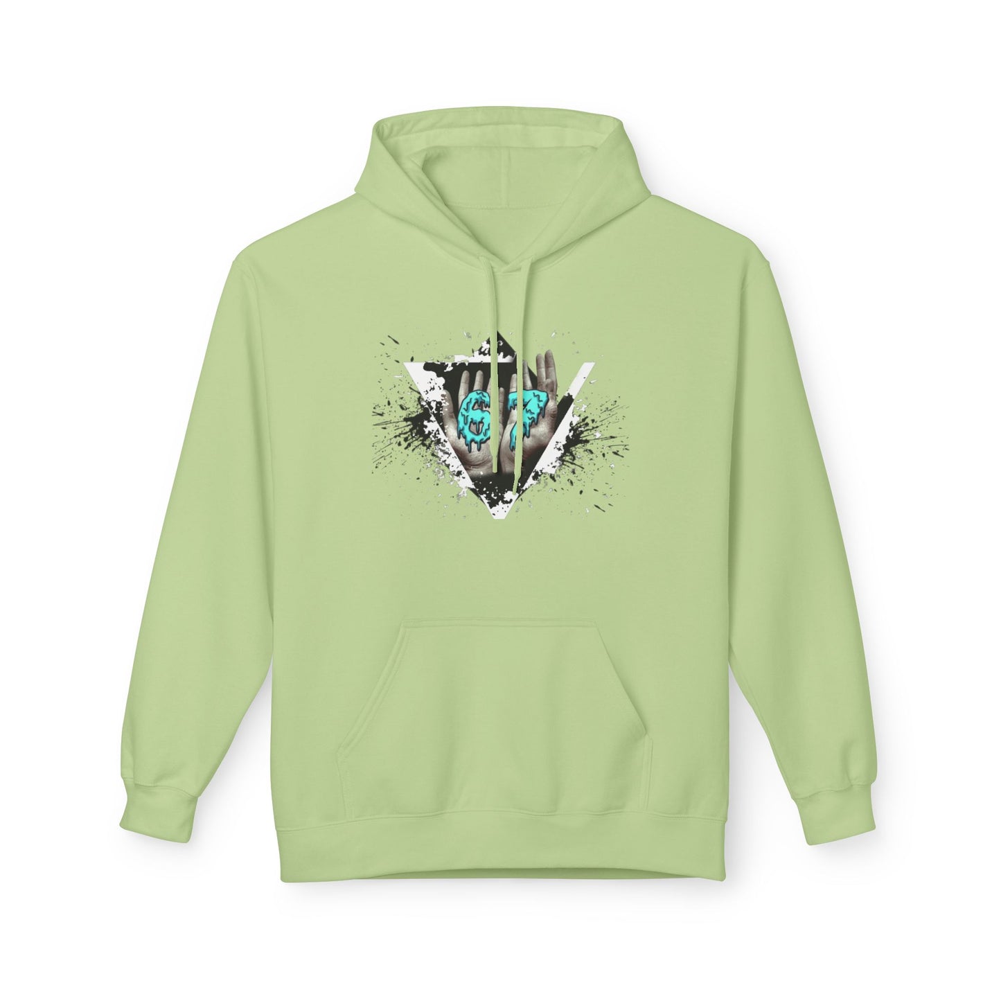 Blue Heart Splash Hoodie — Teal Grunge Heart Graphic Hoodie
