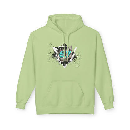 Blue Heart Splash Hoodie — Teal Grunge Heart Graphic Hoodie