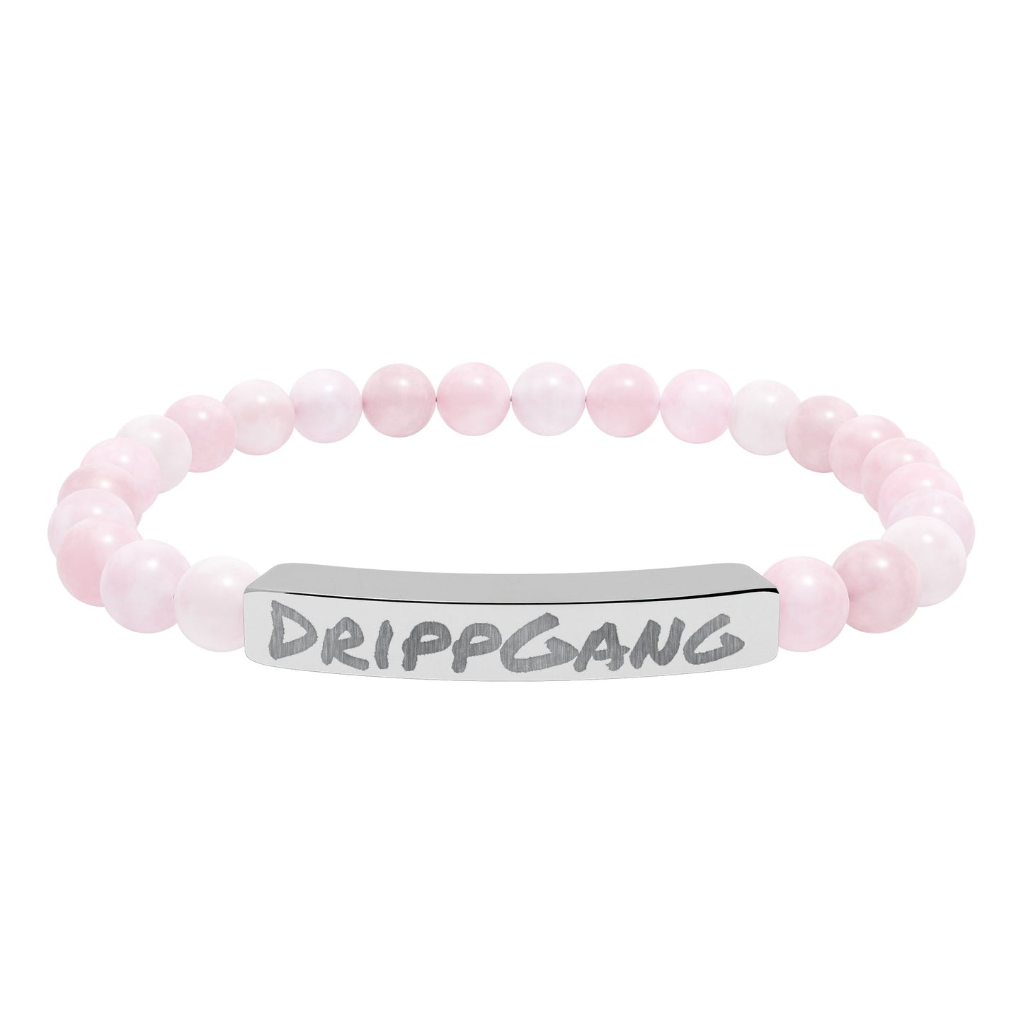 Engraved Natural Stone Stretch Bar Bracelet — "DRIPGANG" Beaded Bracelet