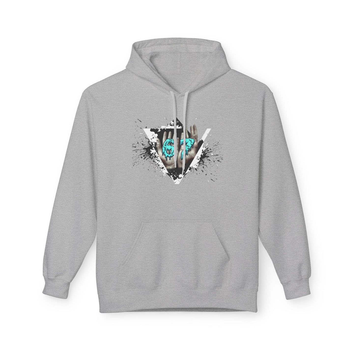 Blue Heart Splash Hoodie — Teal Grunge Heart Graphic Hoodie