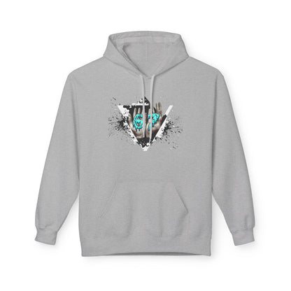 Blue Heart Splash Hoodie — Teal Grunge Heart Graphic Hoodie