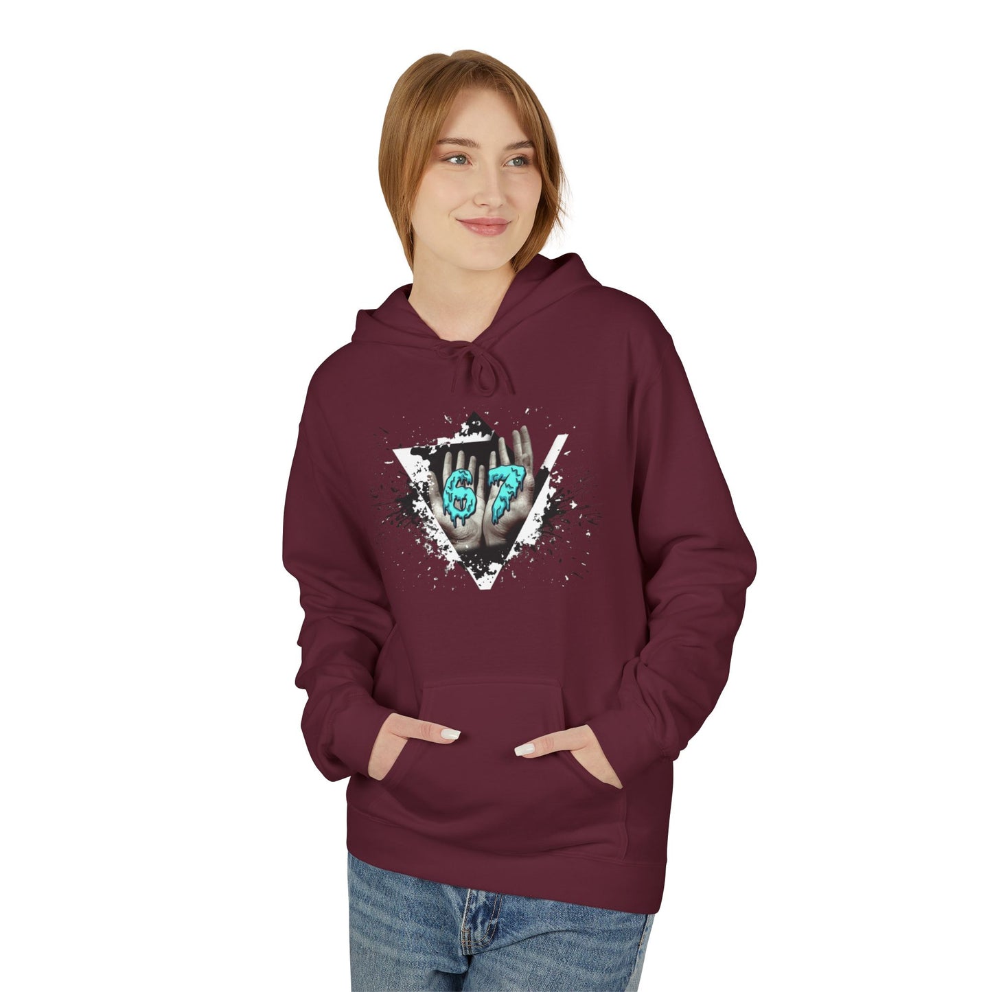 Blue Heart Splash Hoodie — Teal Grunge Heart Graphic Hoodie