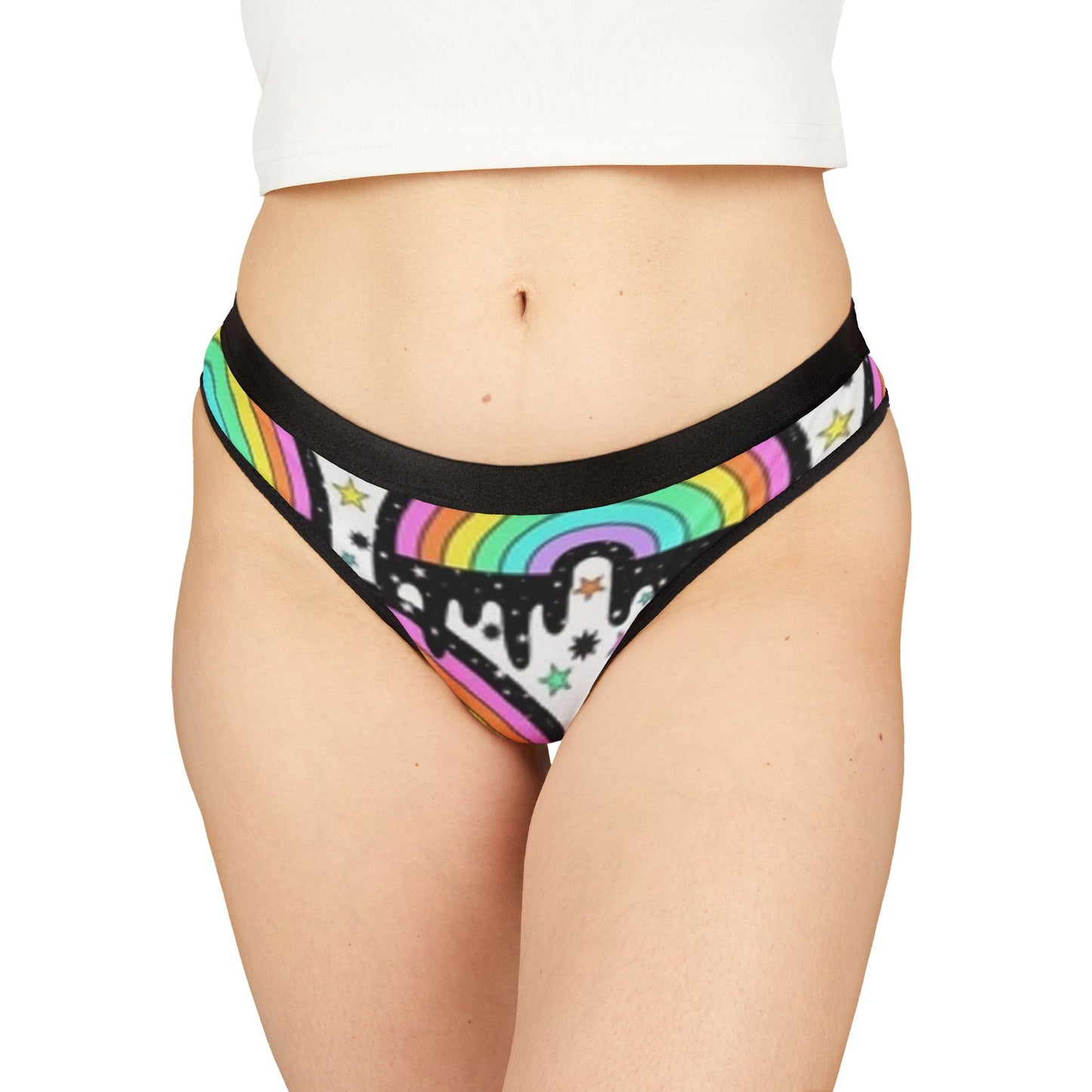 Rainbow Drip Thong – Colorful Pastel Rainbow Women's Thong