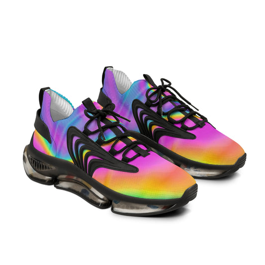 Rainbow Gradient Mesh Sneakers — Men’s Lightweight Athletic Shoes