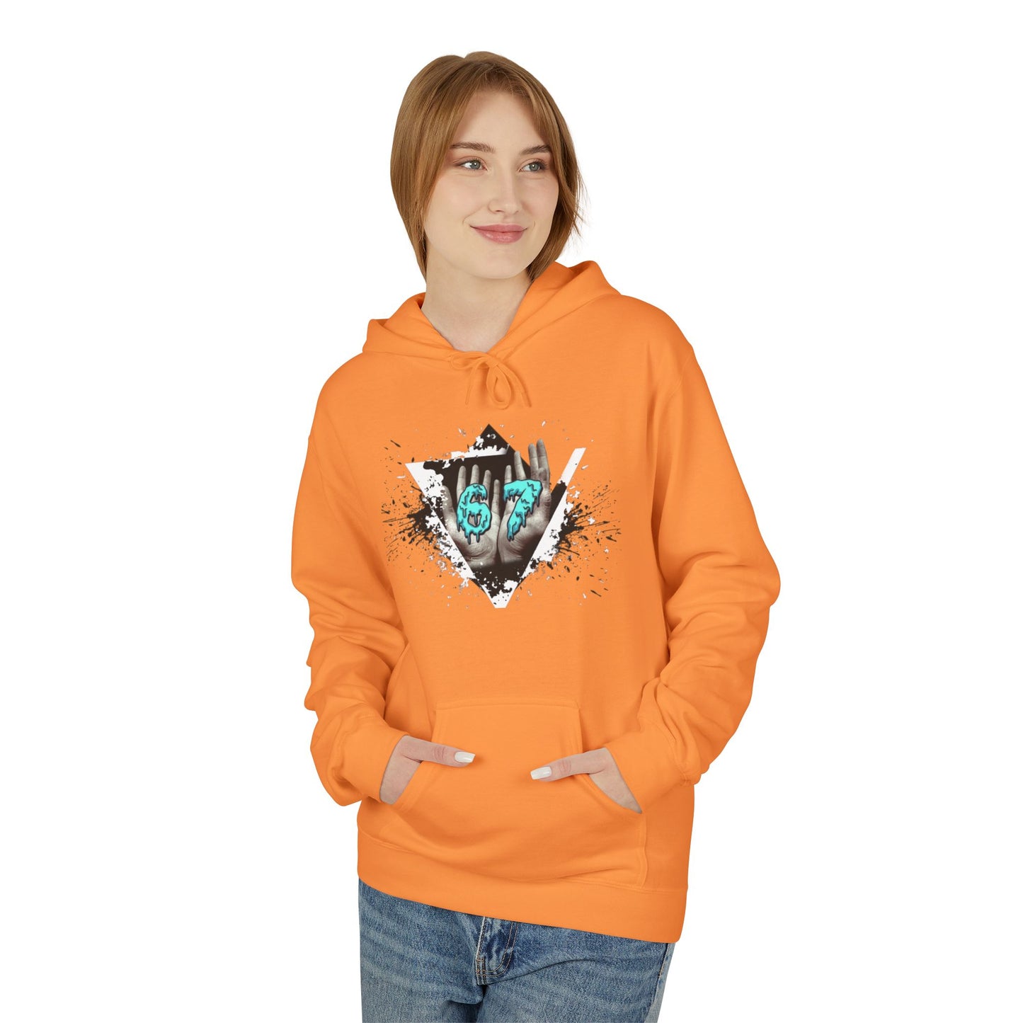 Blue Heart Splash Hoodie — Teal Grunge Heart Graphic Hoodie