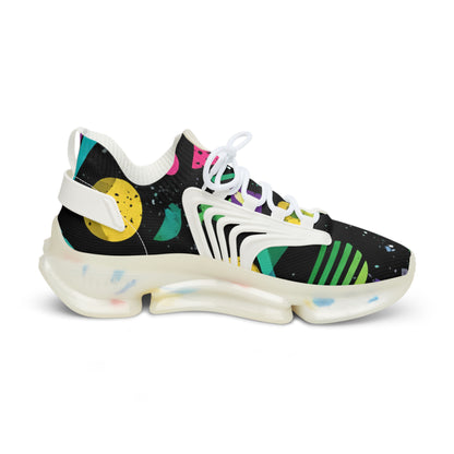 Men's Mesh Sneakers — Retro Neon Abstract Athletic Shoes