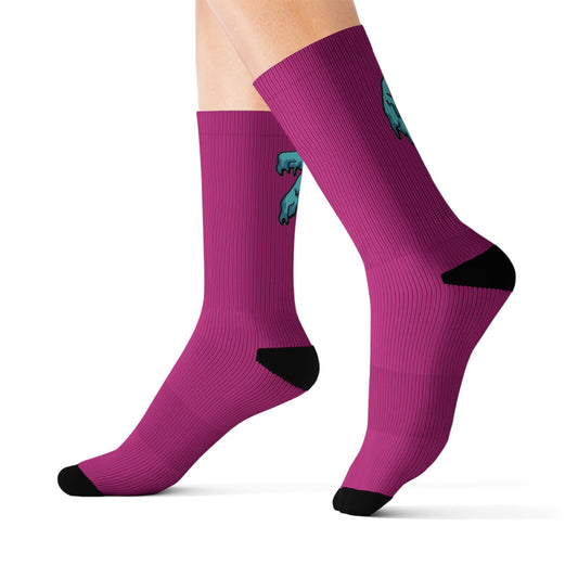 Number Graphic Sublimation Socks — Blue Drip 6 & 7 Crew Socks