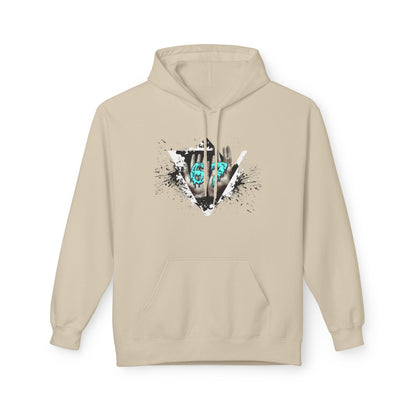 Blue Heart Splash Hoodie — Teal Grunge Heart Graphic Hoodie
