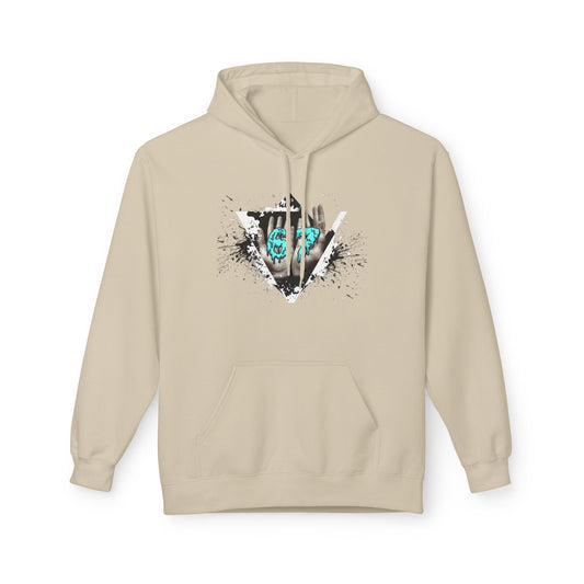 Blue Heart Splash Hoodie — Teal Grunge Heart Graphic Hoodie