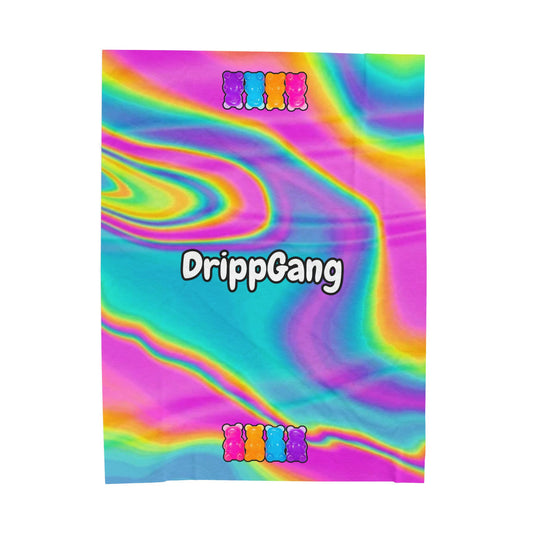 DrippGang TieDie Plush Blanket — Rainbow Swirl Cozy Throw