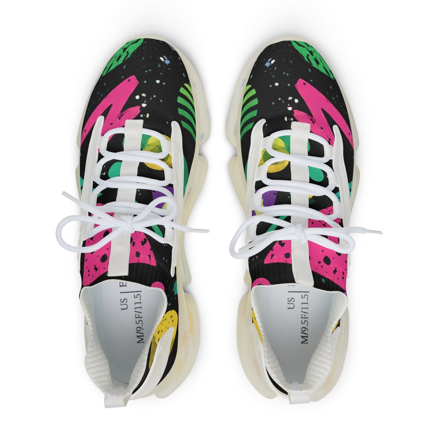 Men's Mesh Sneakers — Retro Neon Abstract Athletic Shoes