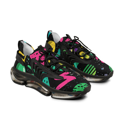 Men's Mesh Sneakers — Retro Neon Abstract Athletic Shoes