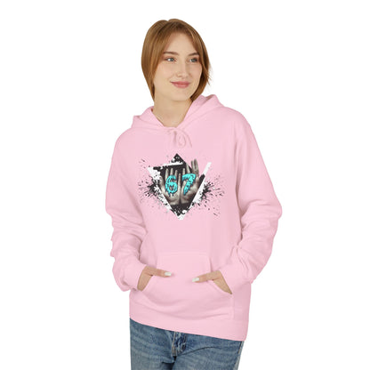 Blue Heart Splash Hoodie — Teal Grunge Heart Graphic Hoodie