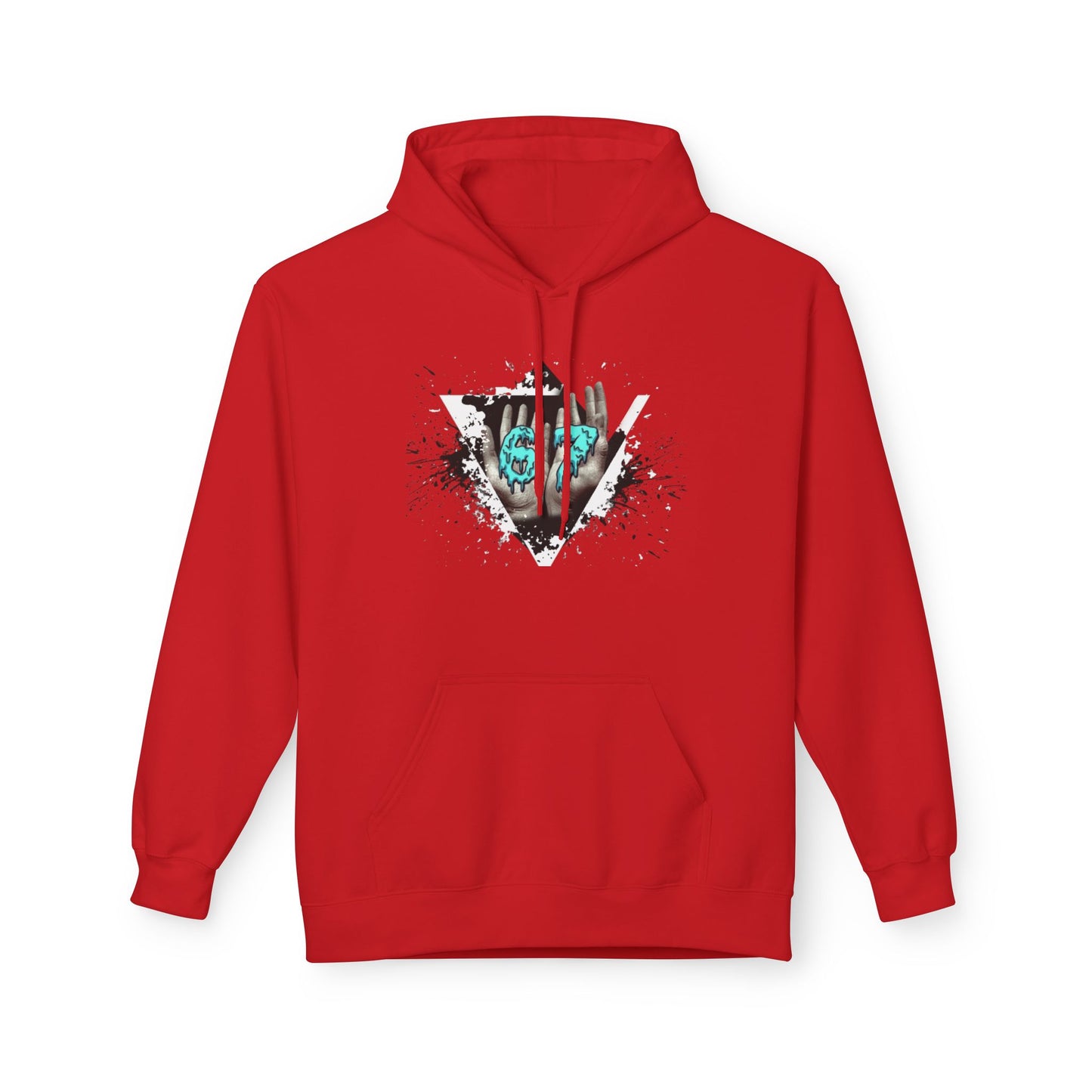 Blue Heart Splash Hoodie — Teal Grunge Heart Graphic Hoodie