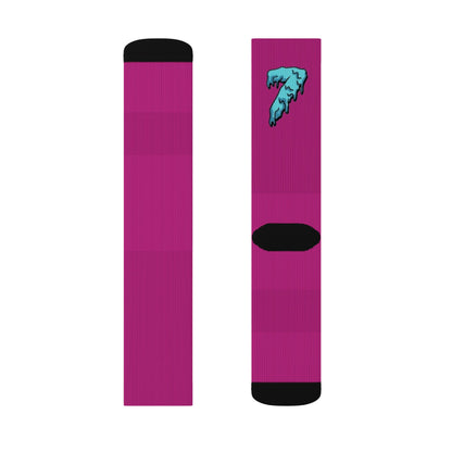 Number Graphic Sublimation Socks — Blue Drip 6 & 7 Crew Socks
