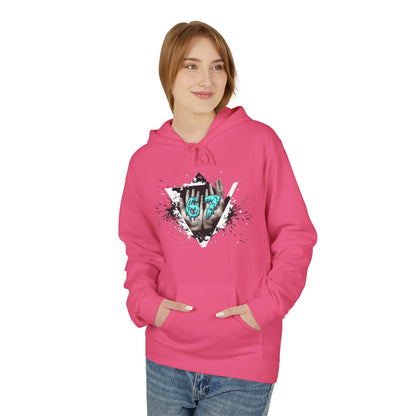 Blue Heart Splash Hoodie — Teal Grunge Heart Graphic Hoodie