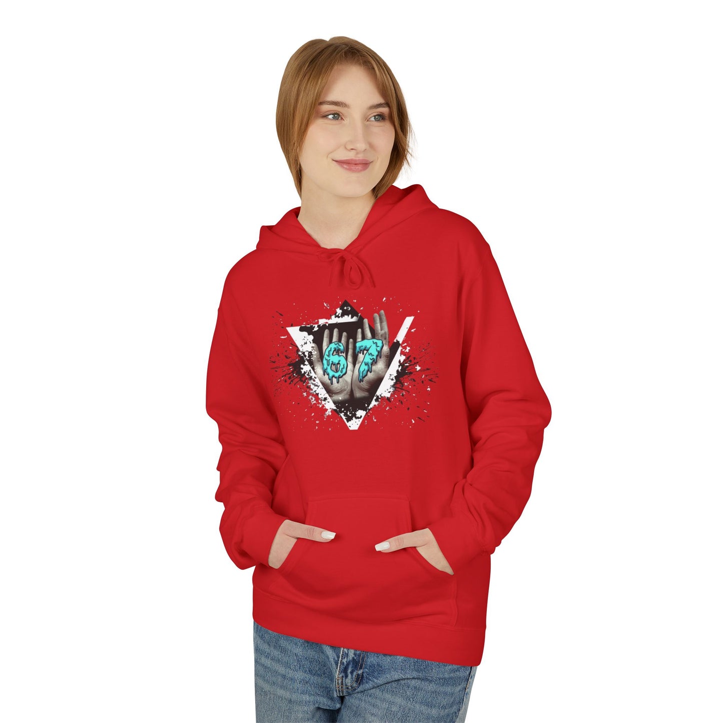 Blue Heart Splash Hoodie — Teal Grunge Heart Graphic Hoodie