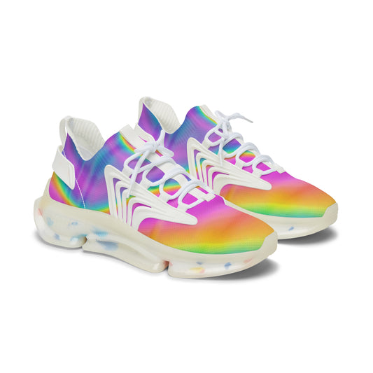 Rainbow Mesh Sneakers — Women's Lightweight Breathable Athletic Shoes