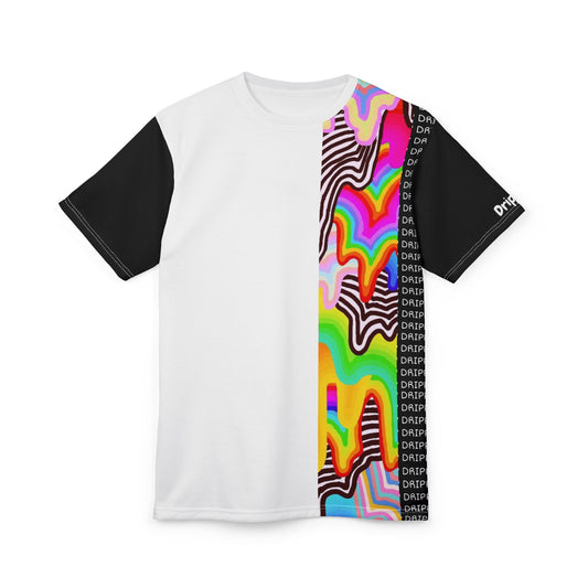 Dripp Rainbow Stripe Tee — Colorful Psychedelic Graphic T-Shirt