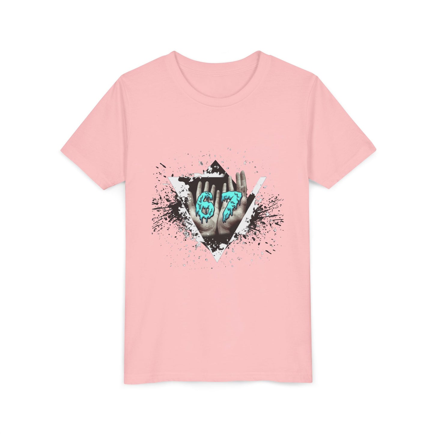 Youth Tee — Grunge 67 Graphic Tee (Aqua Neon Number)