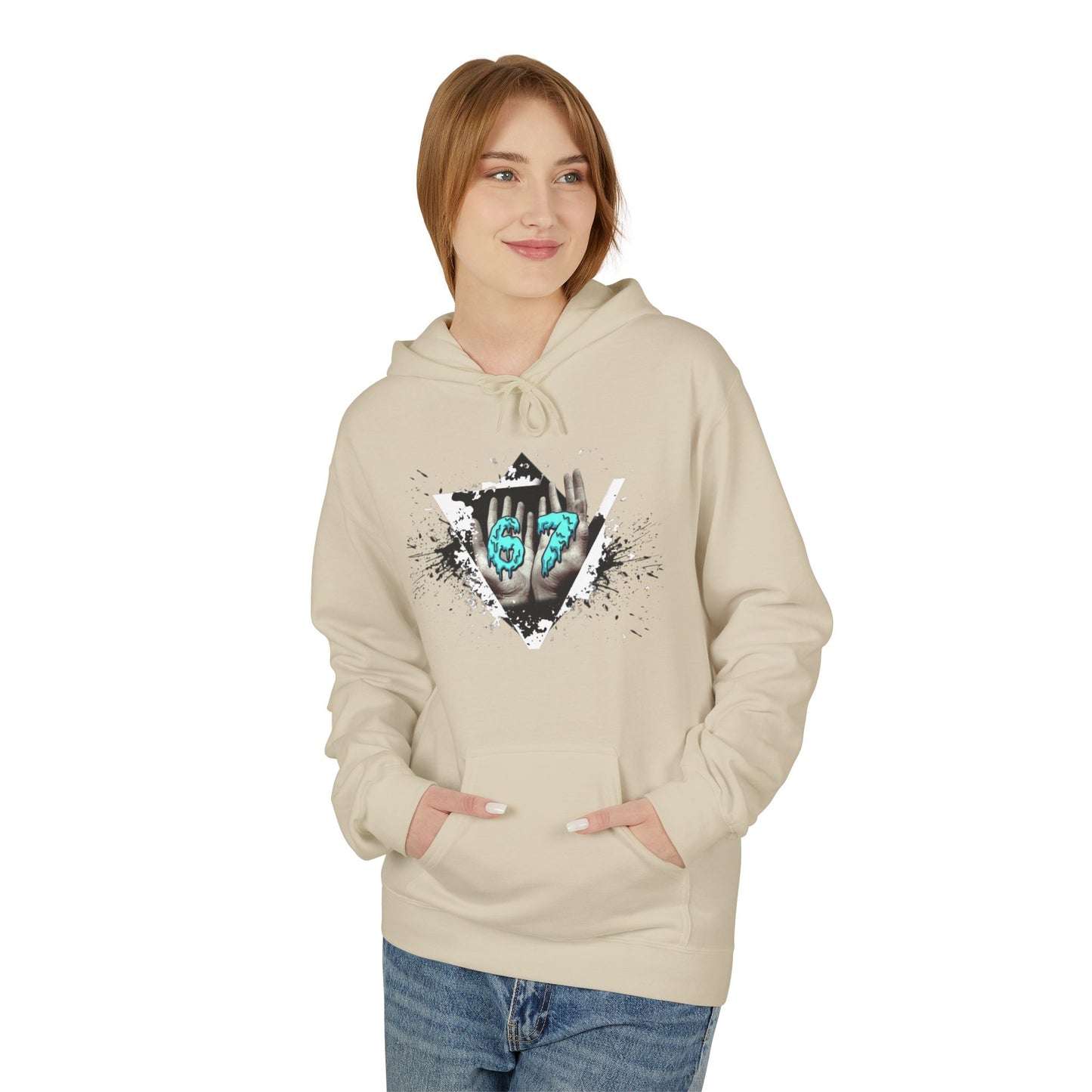 Blue Heart Splash Hoodie — Teal Grunge Heart Graphic Hoodie