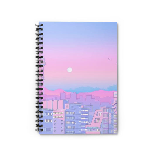 Notebook — Pastel City Sunset Spiral Ruled Journal